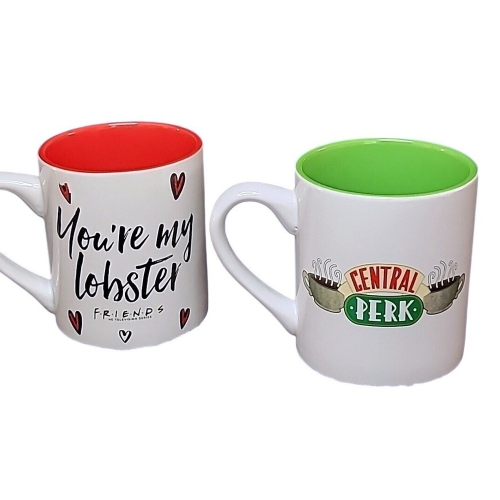Friends TV Series Central Perk You're My Lobster Ceramic Mug Set White Glitter